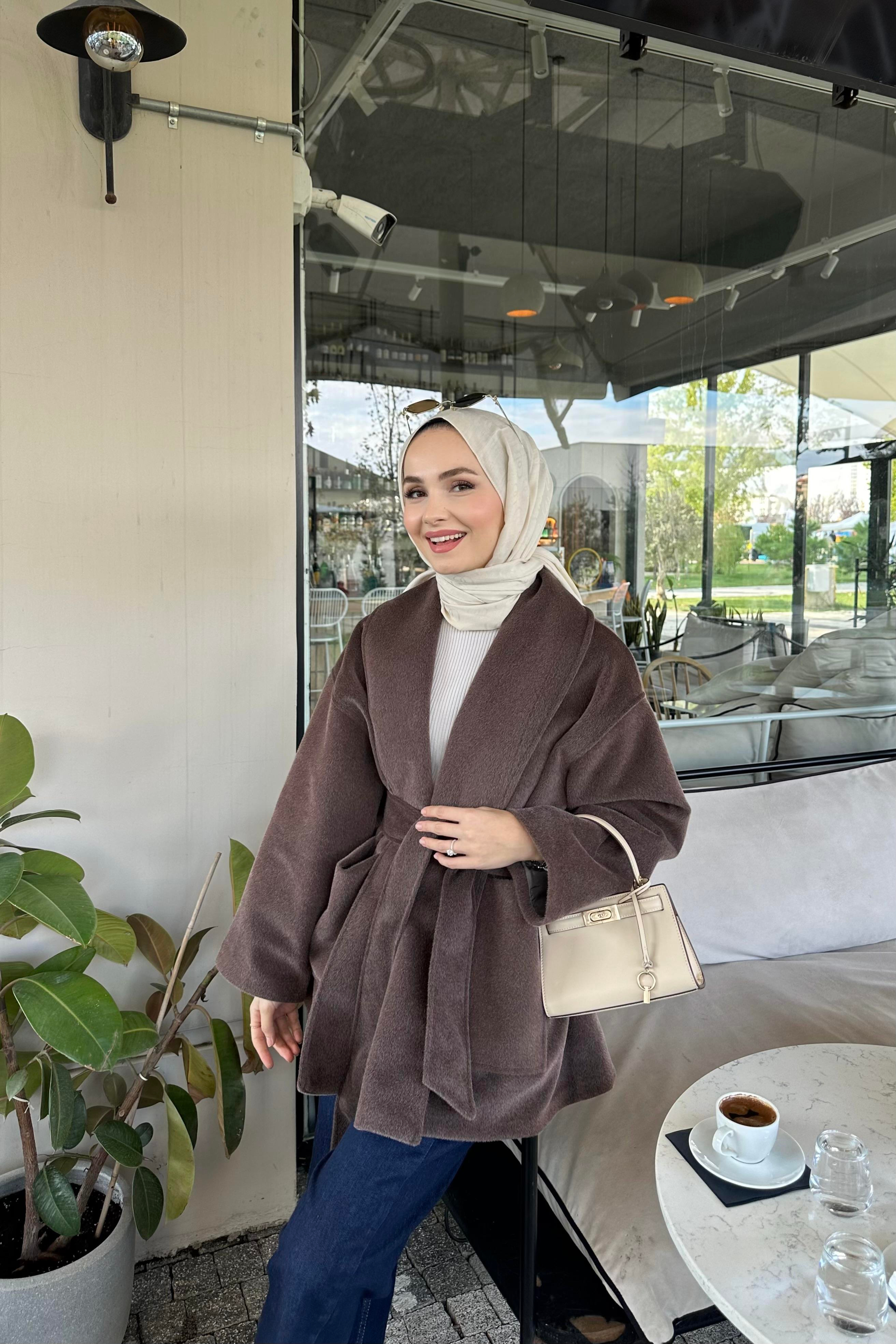 Senna GoldFox Kuşaklı Ceket - KAHVE