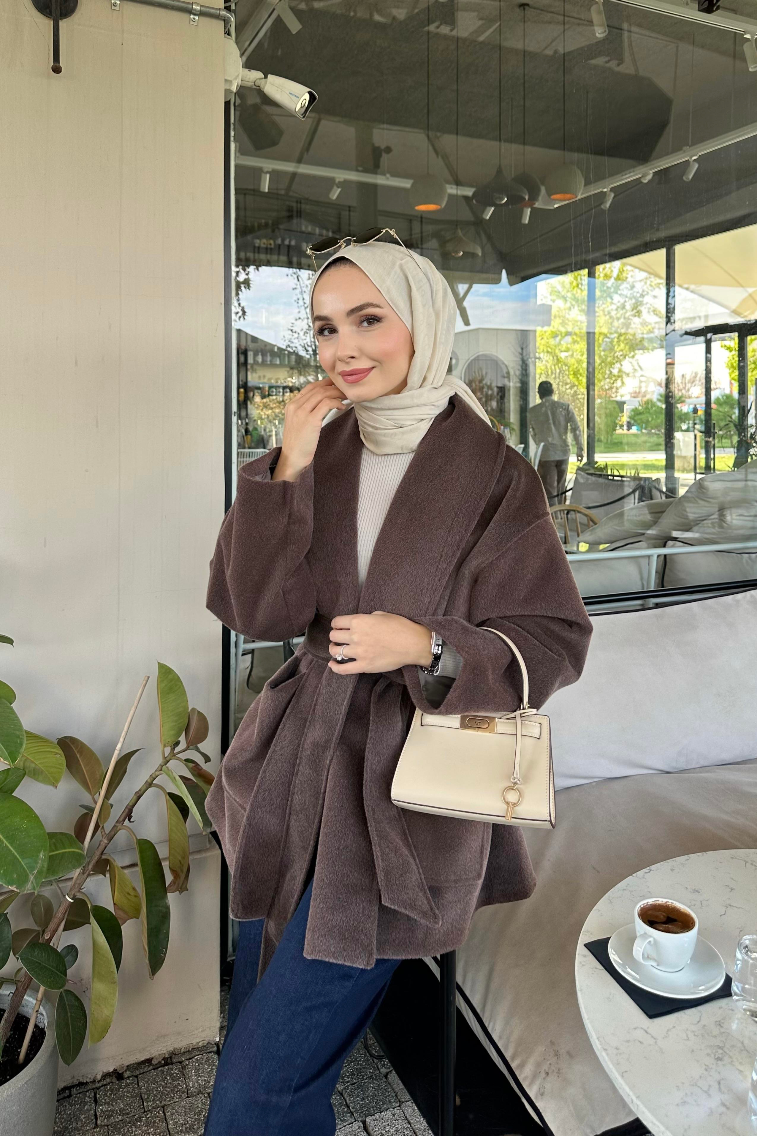 Senna GoldFox Kuşaklı Ceket - KAHVE