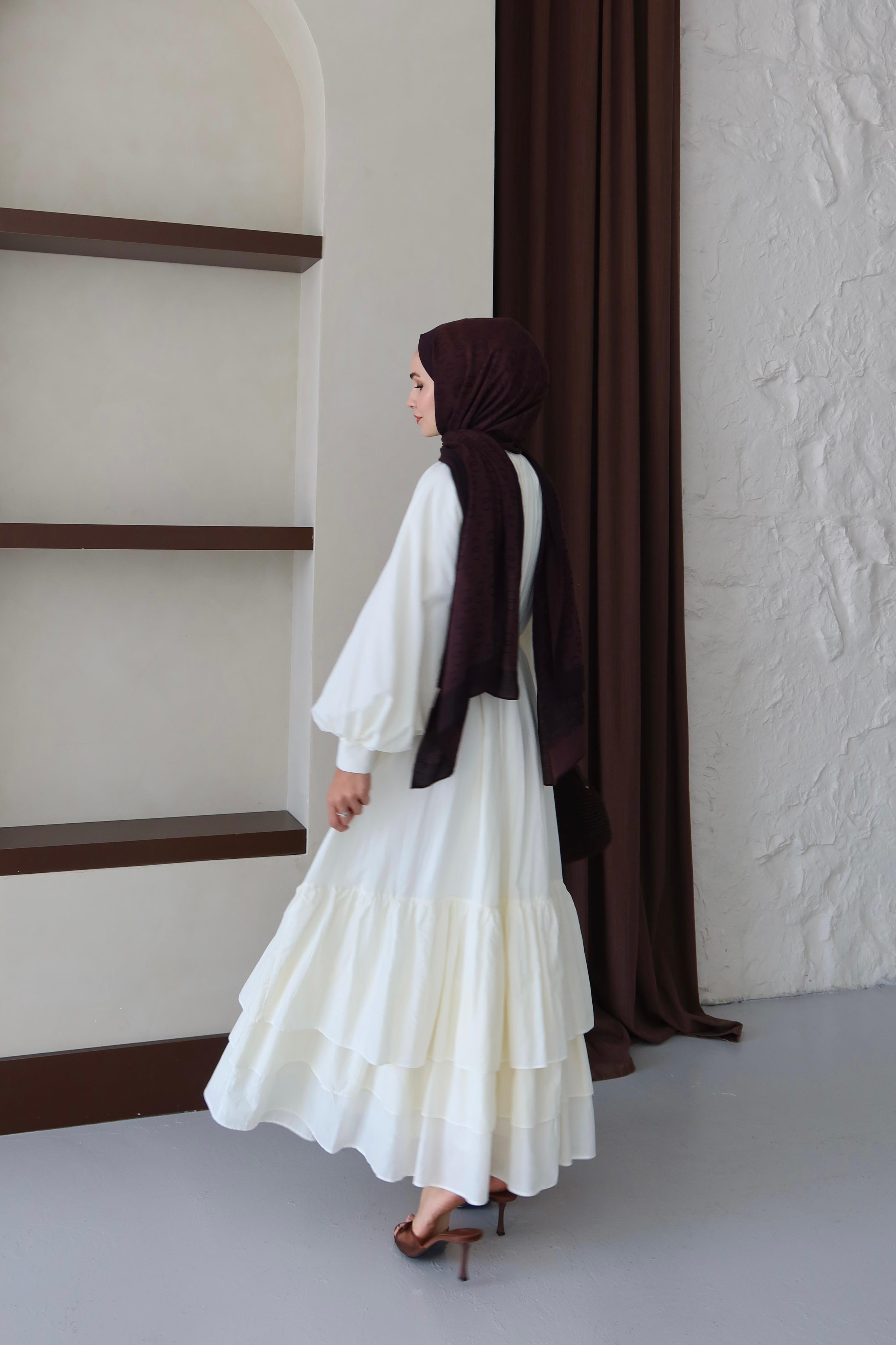 Silva Pamuk Vual Elbise - BEYAZ