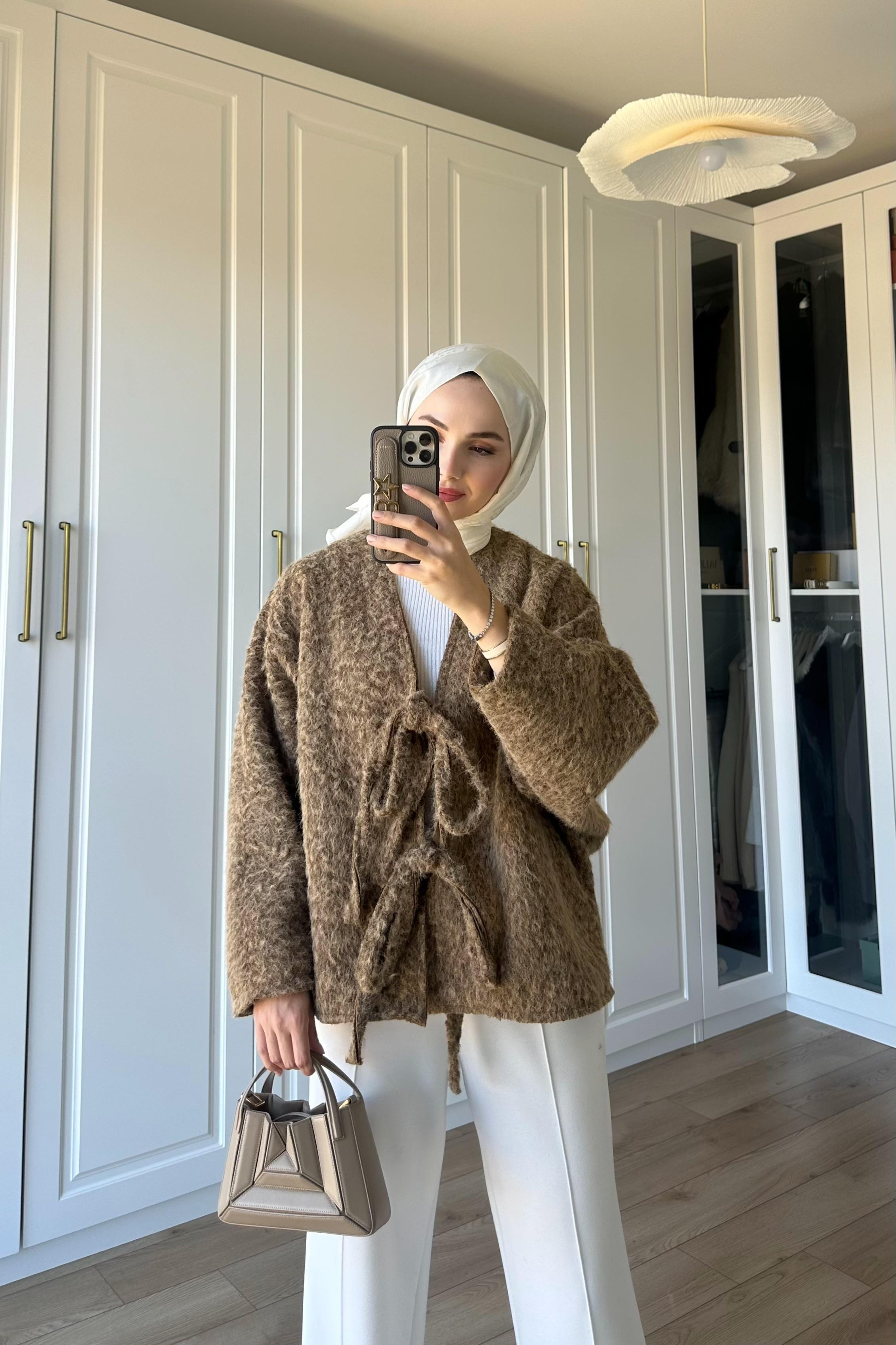 Solera Bağlama Detay Ceket - KAHVE