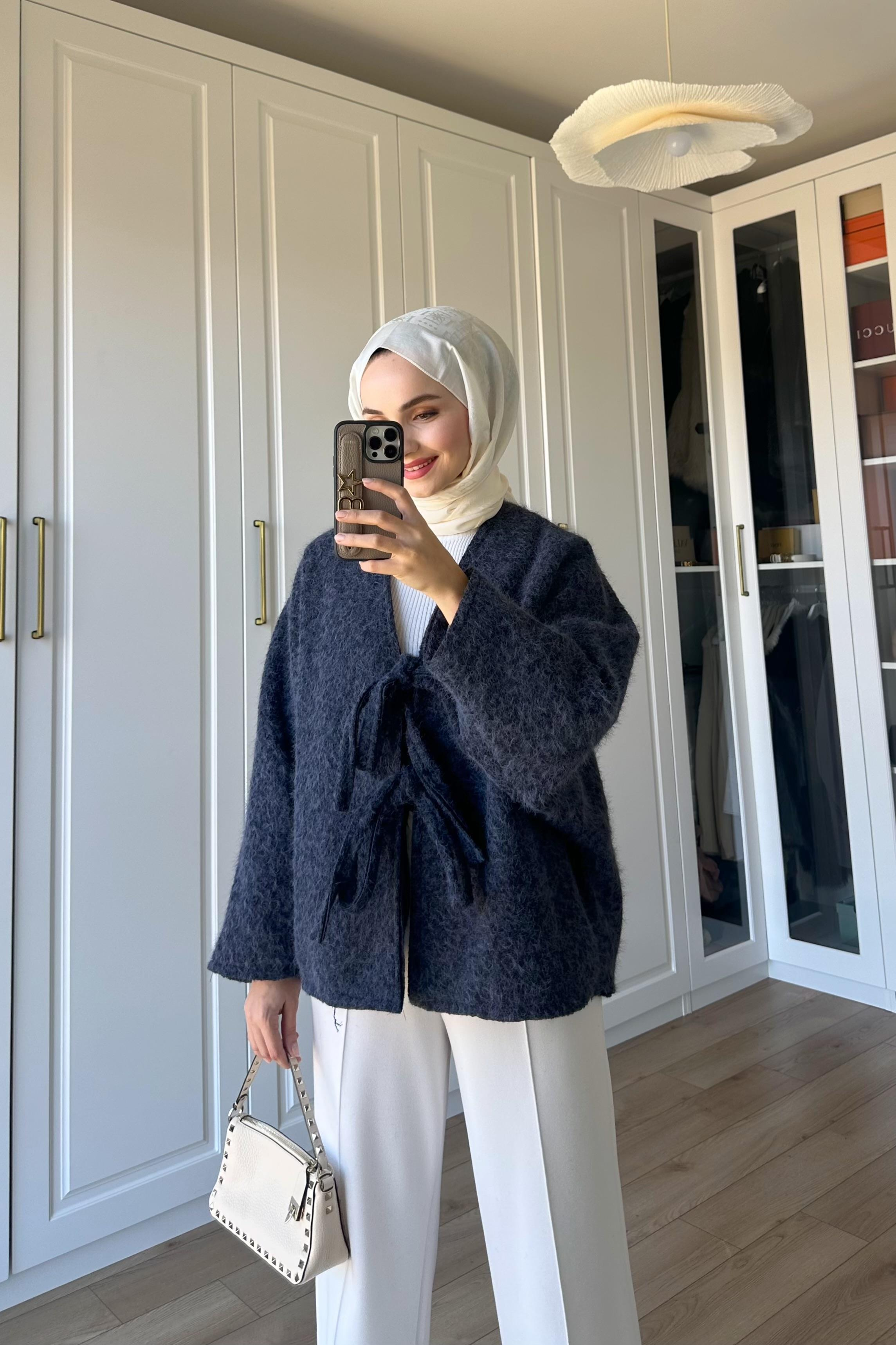 Solera Bağlama Detay Ceket - LACİVERT