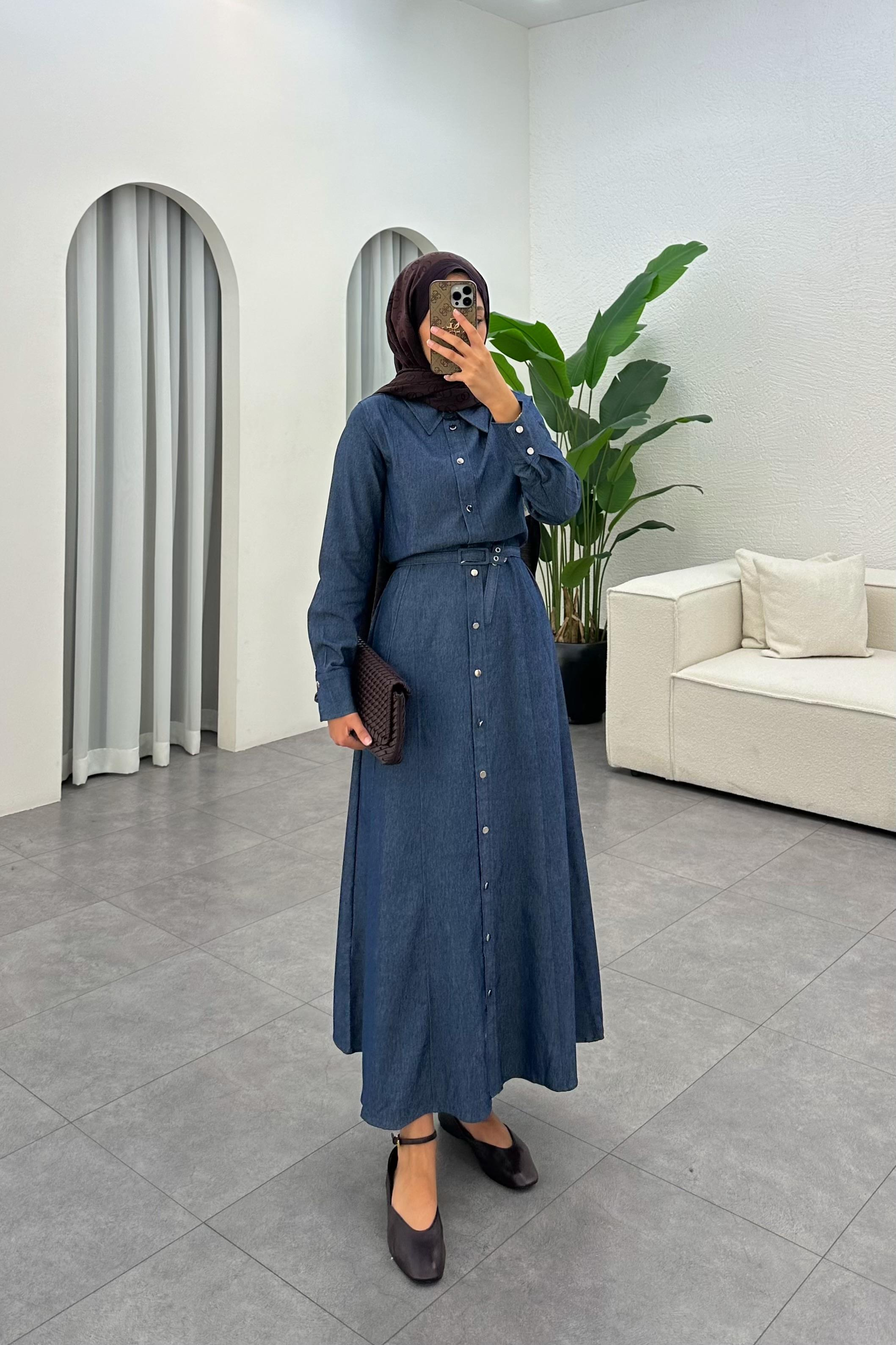 Touch Denim Elbise - LACİVERT