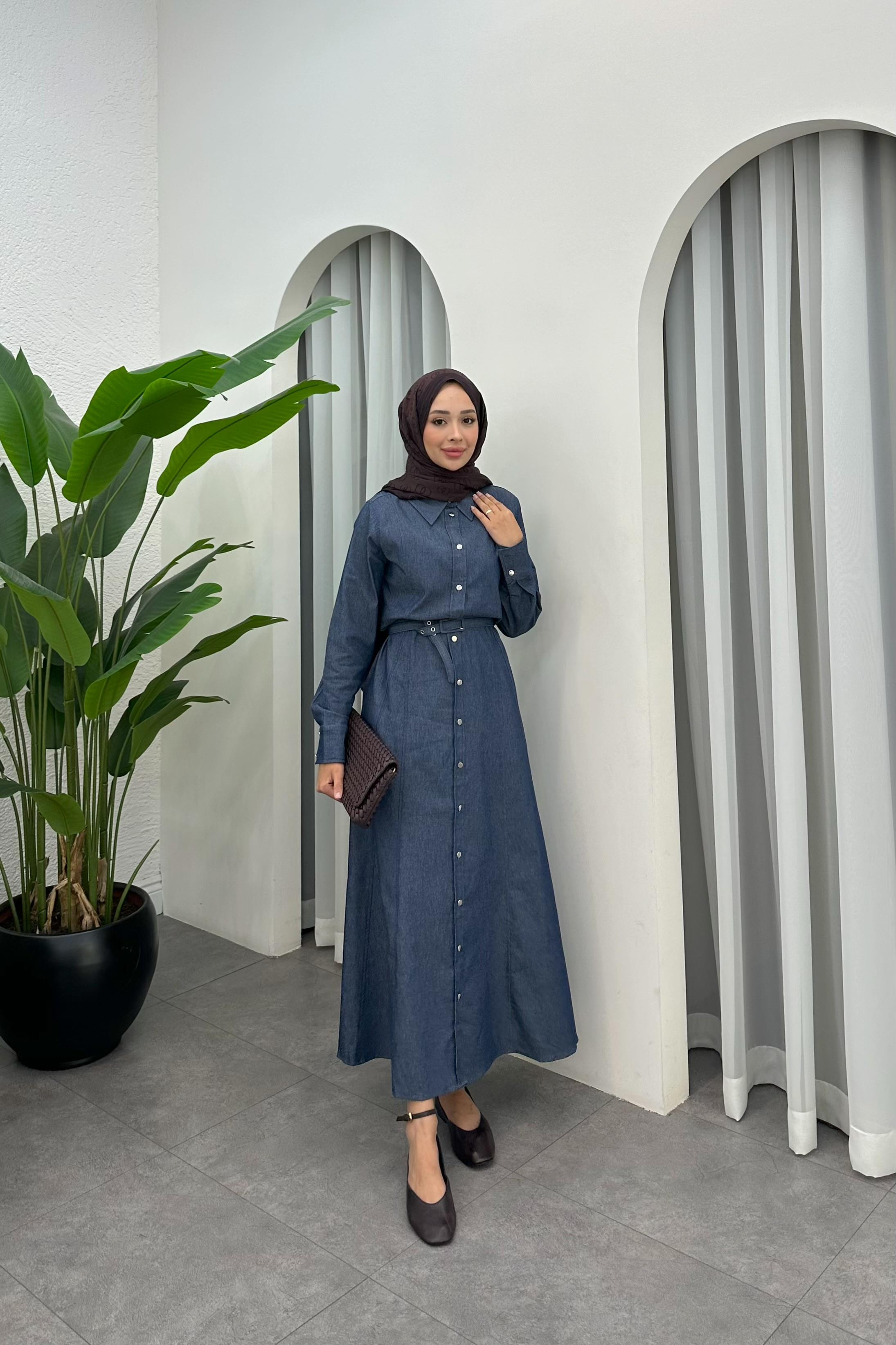 Touch Denim Elbise - LACİVERT