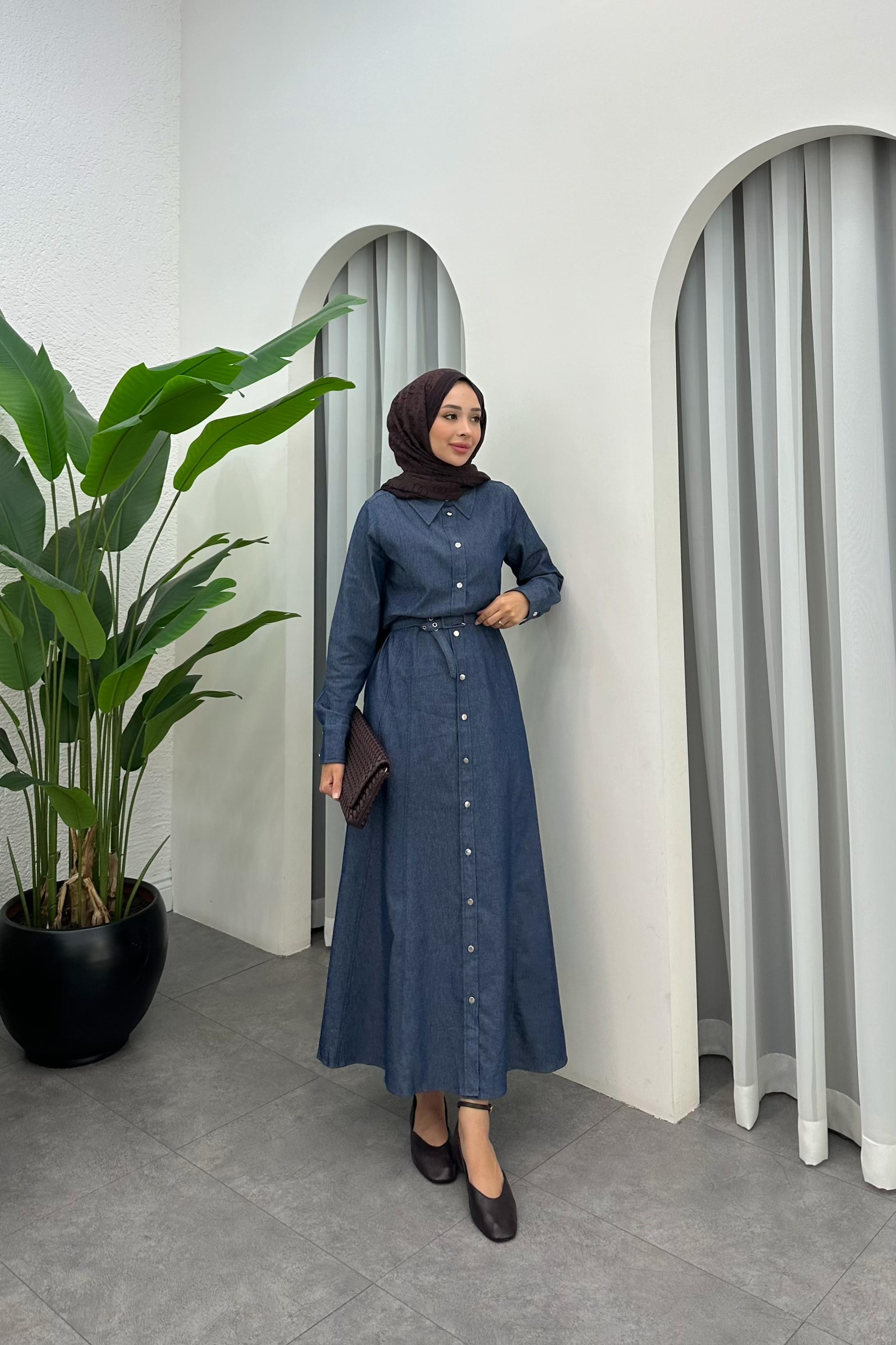 Touch Denim Elbise - LACİVERT