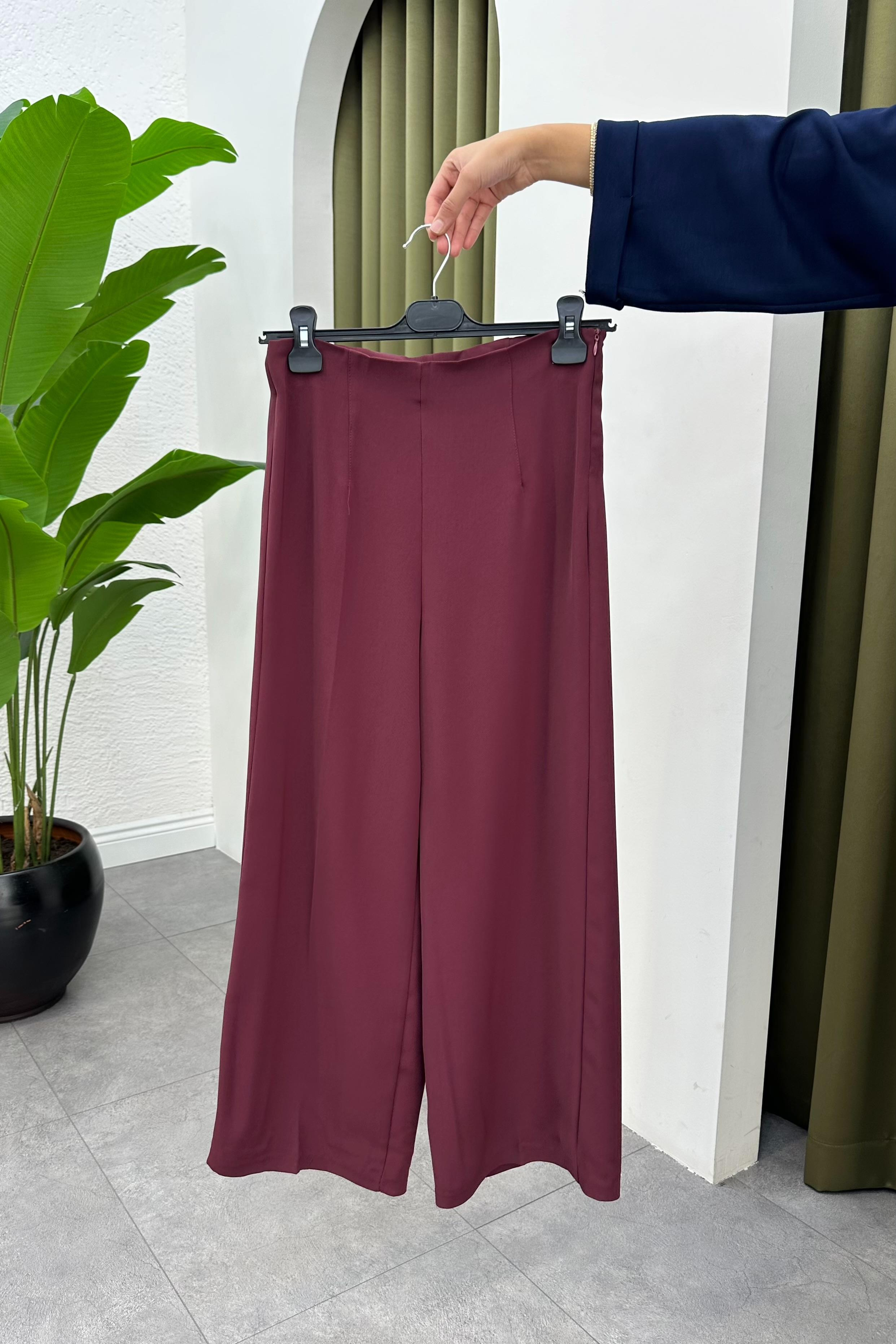 Ütü İzli Bol Paça Pantolon - MÜRDÜM
