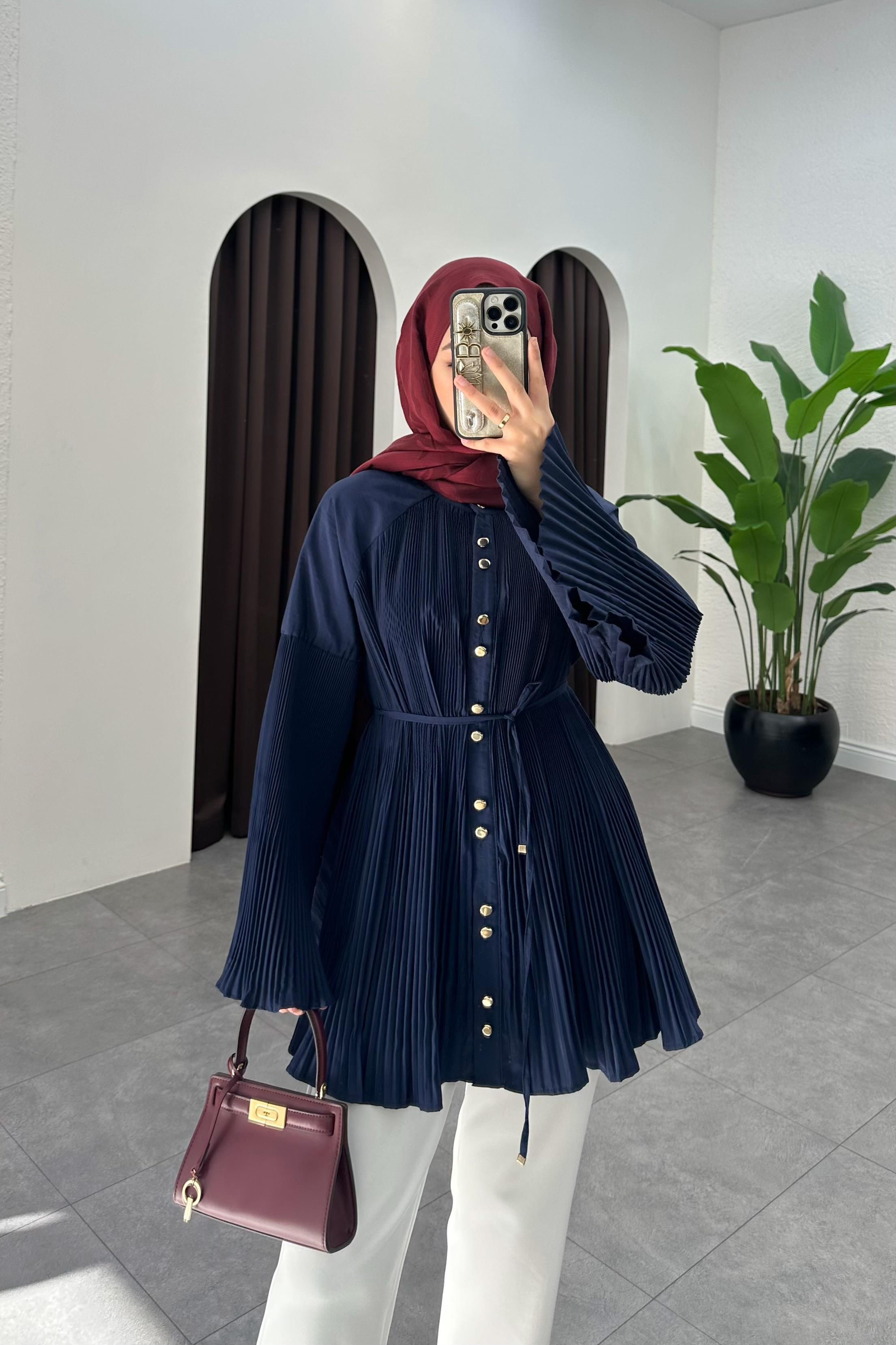 Valencia Dik Piliseli Modal Gömlek - LACİVERT