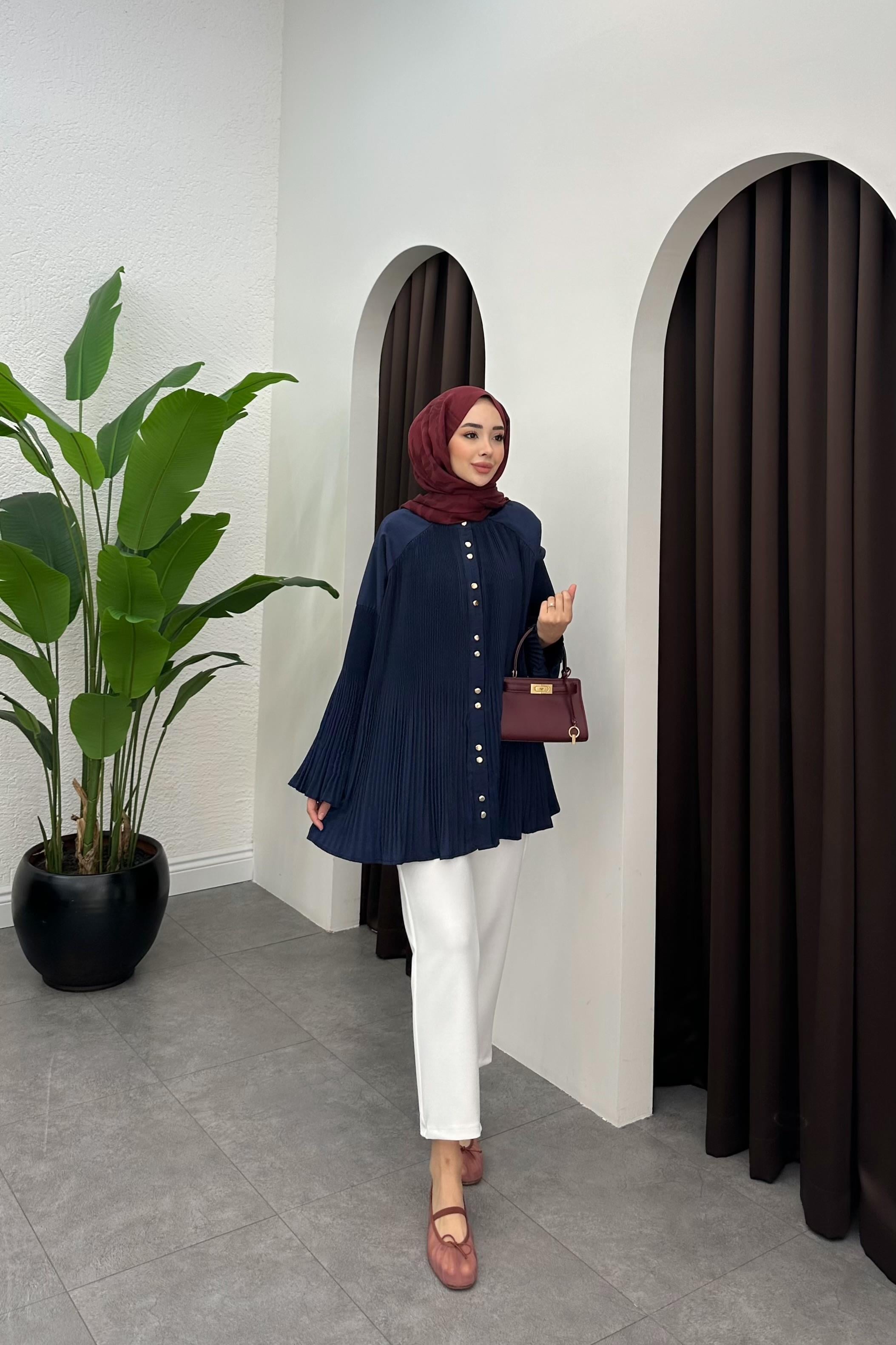 Valencia Dik Piliseli Modal Gömlek - LACİVERT