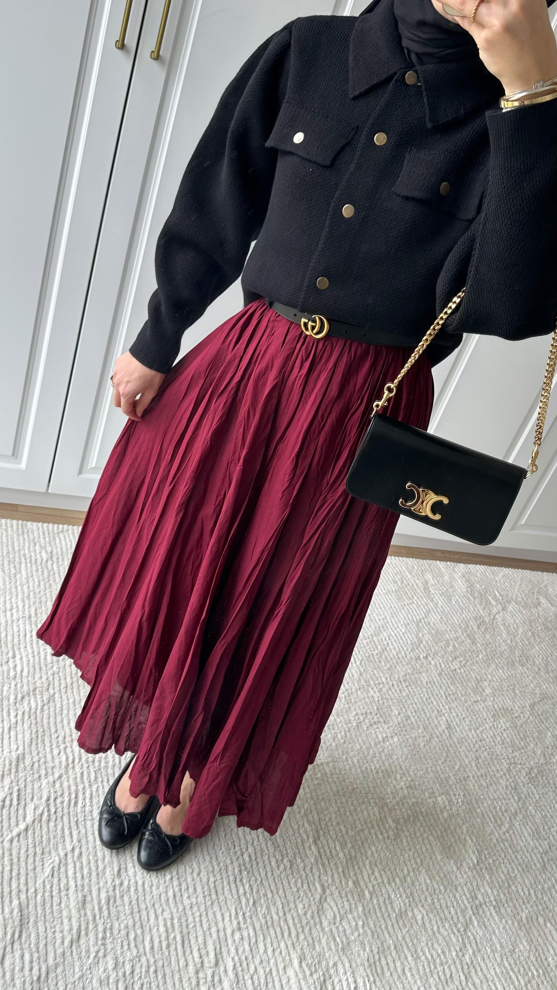 Vual Crush Pamuklu Etek - BORDO