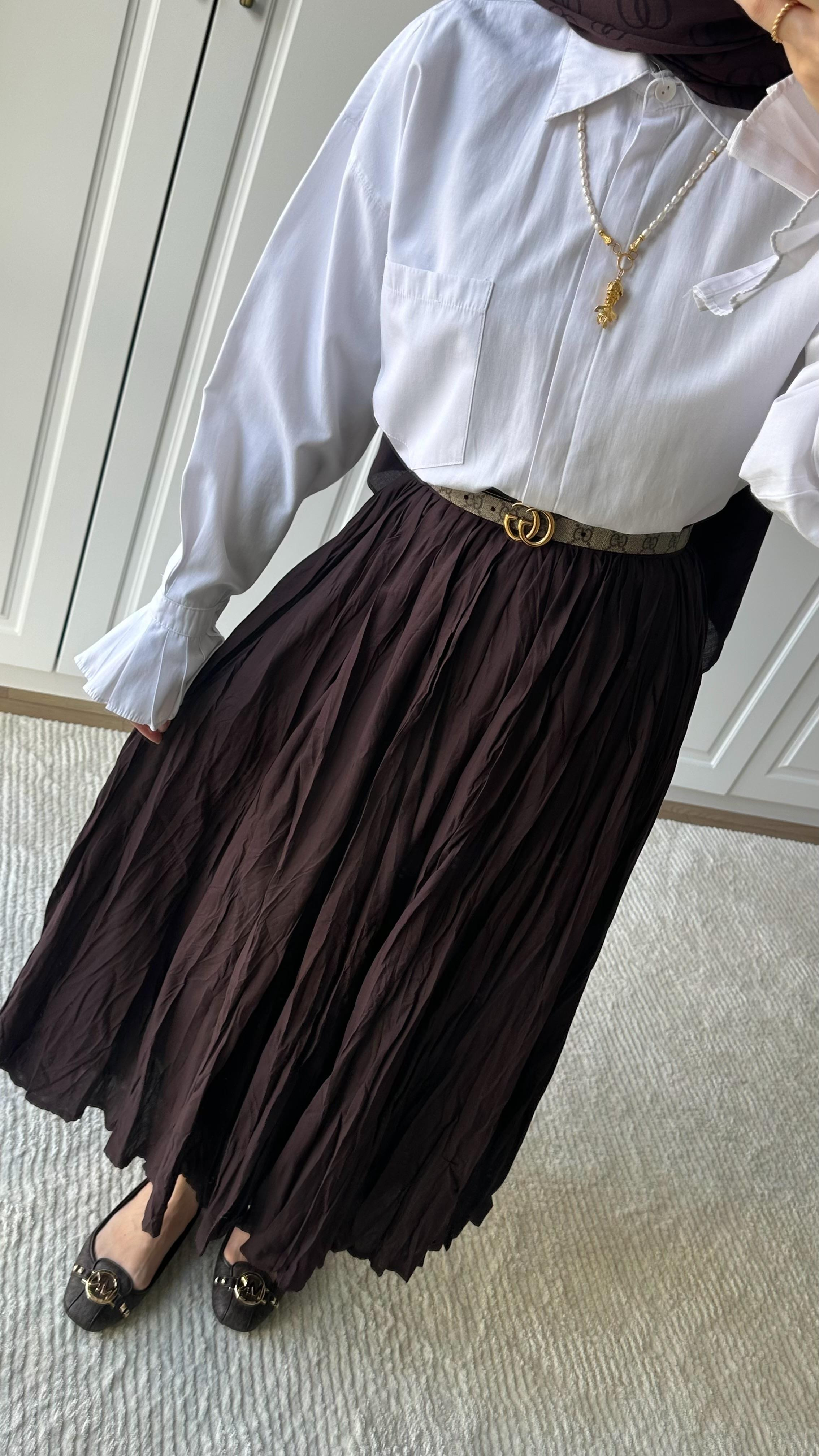 Vual Crush Pamuklu Etek - KAHVE