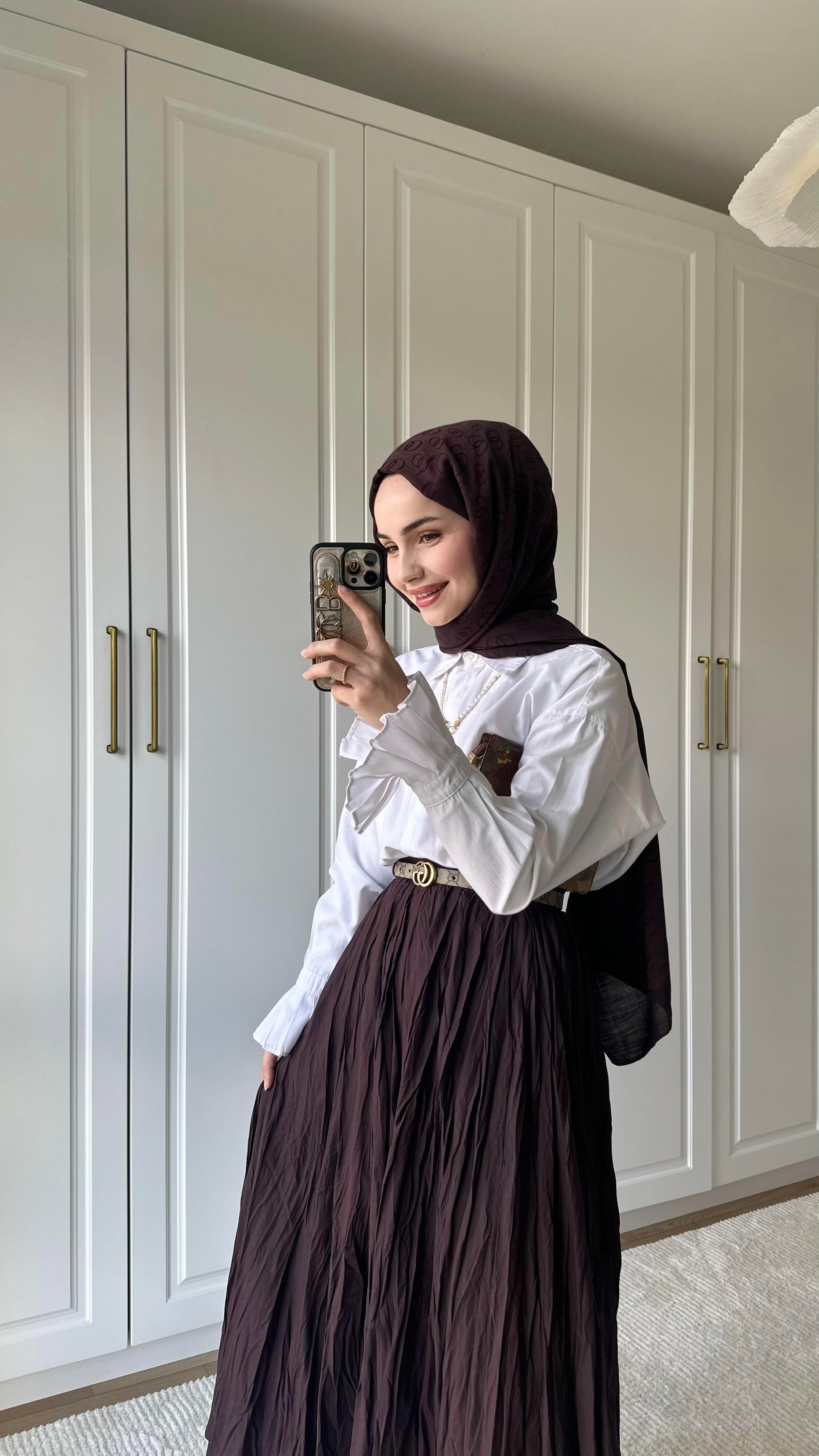 Vual Crush Pamuklu Etek - KAHVE