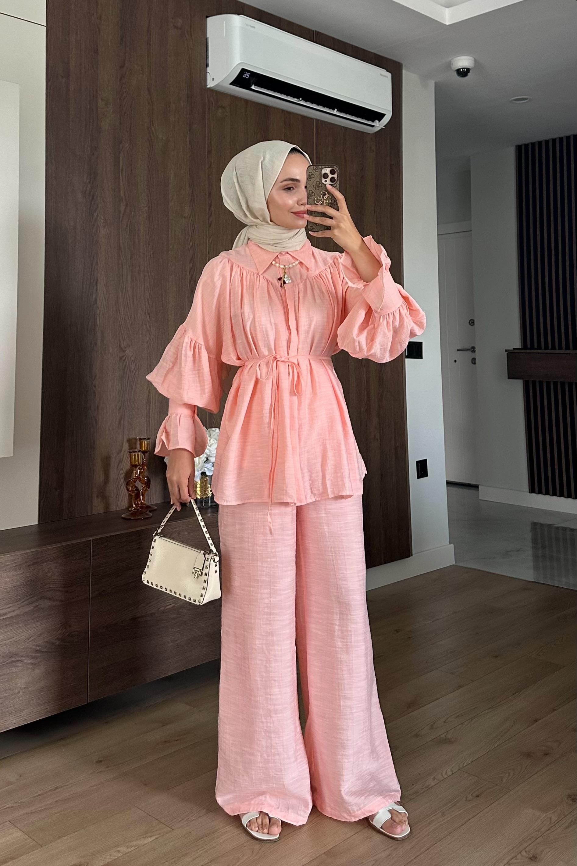 Wooden Manşet Detaylı Takım - PUDRA