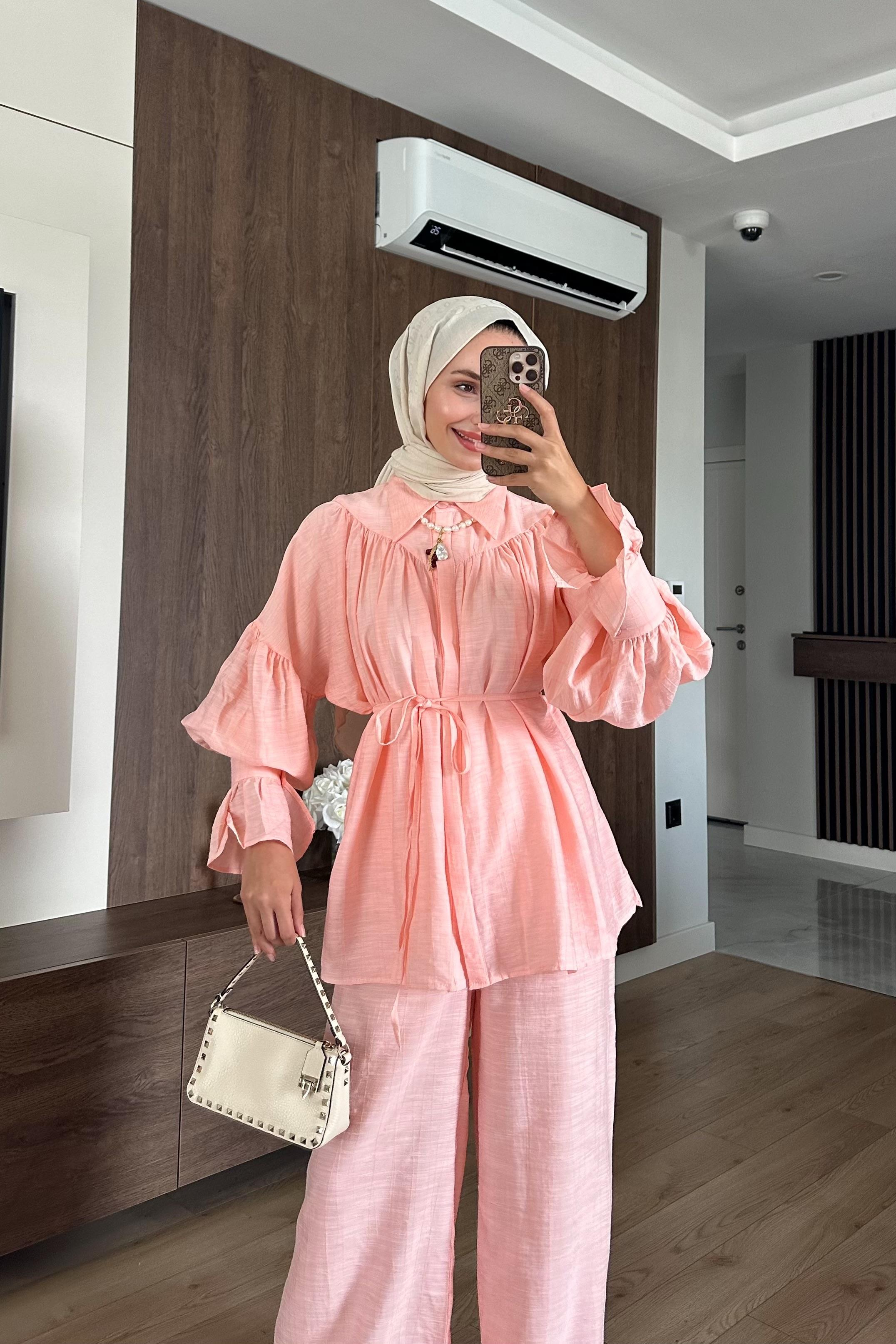 Wooden Manşet Detaylı Takım - PUDRA