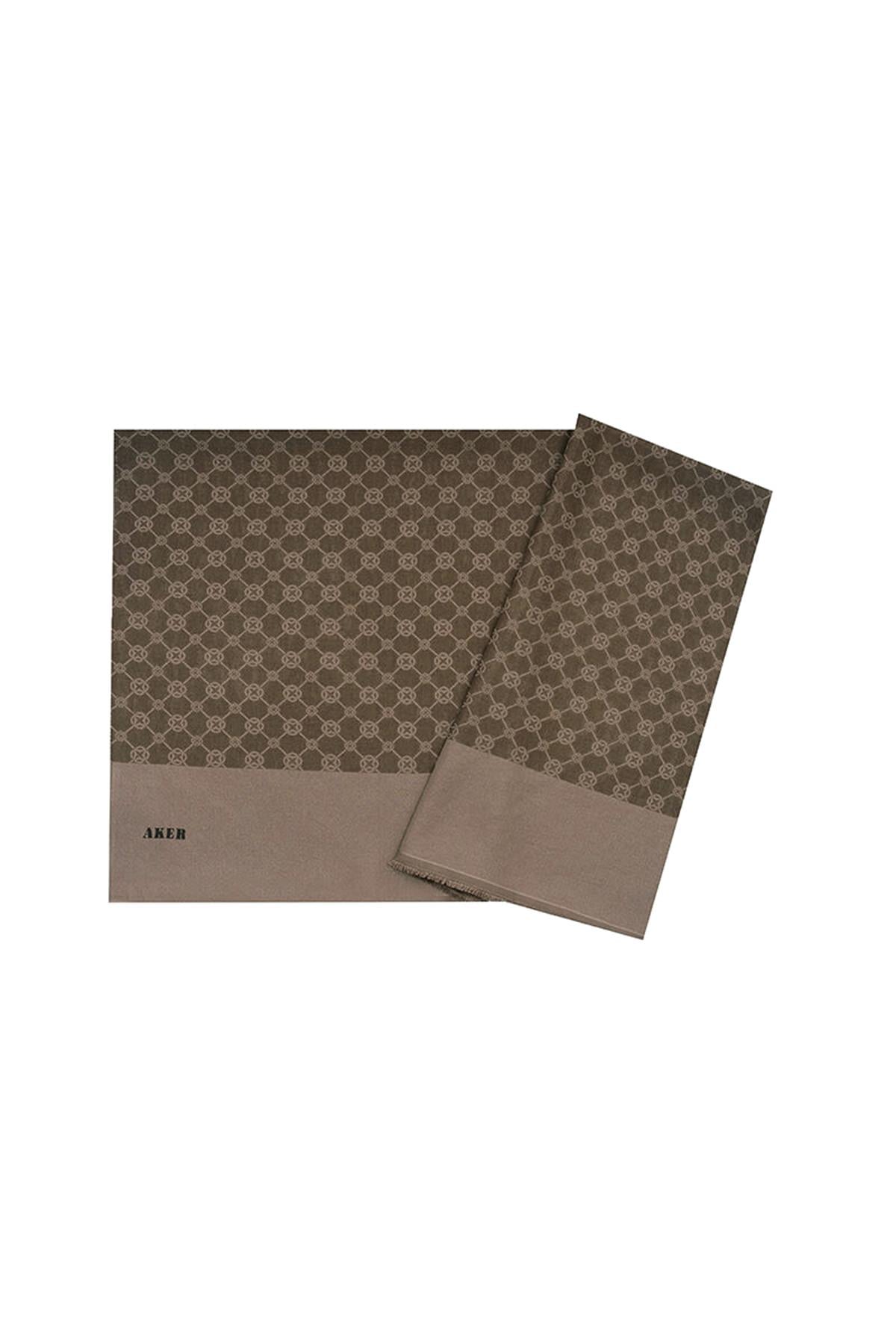 Aker Elegance Monogram Şal - Kahve 932