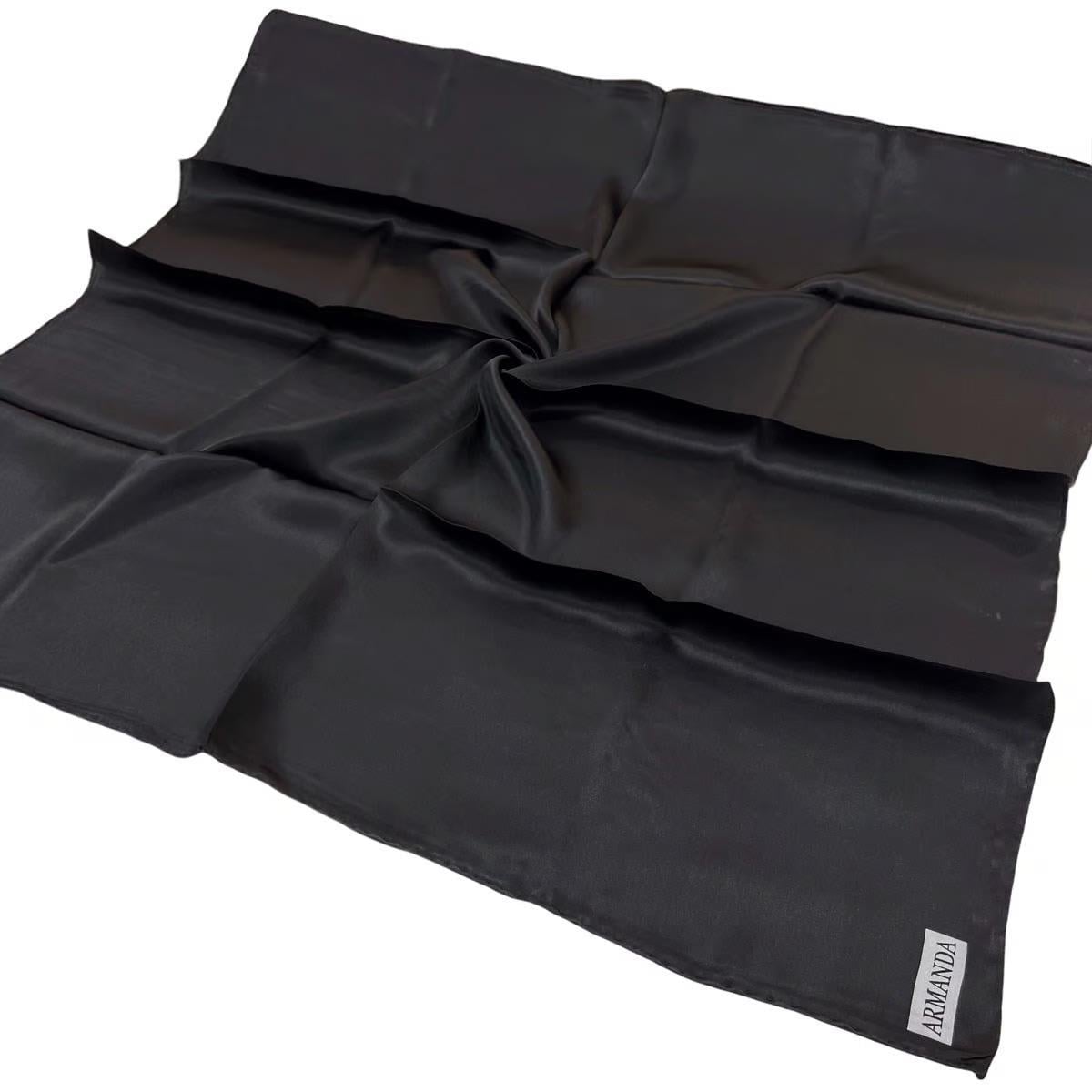 Armanda Düz İpek Eşarp Twill - Siyah