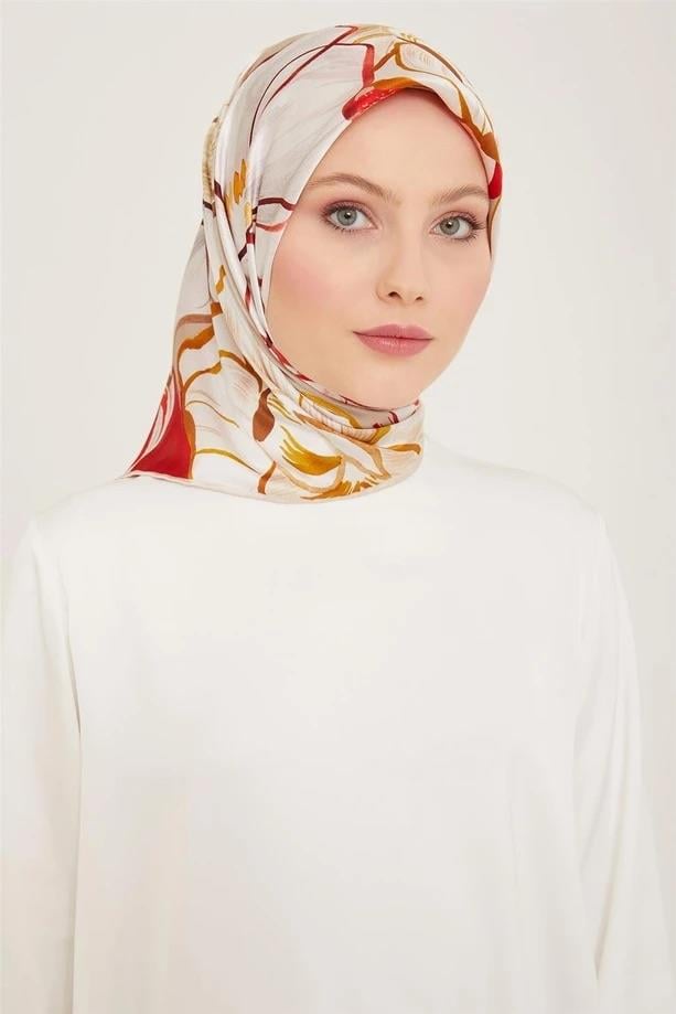 Armine İpek Eşarp 2024 Yaz - 9110-82 Bordo Twill