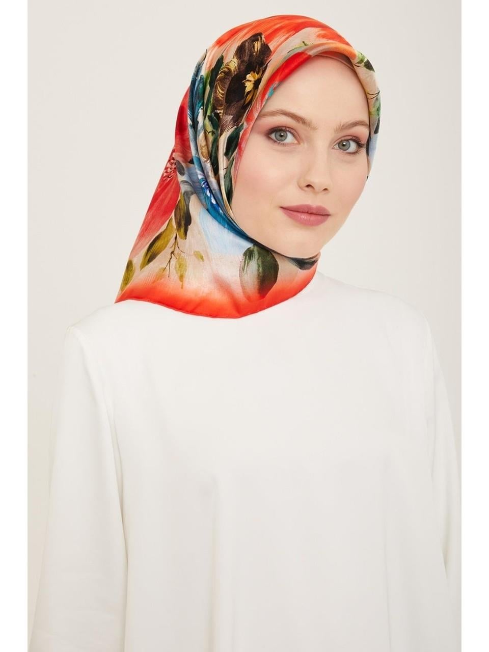 Armine İpek Eşarp 2024 Yaz - 9133-36 Nar Çiçeği Twill