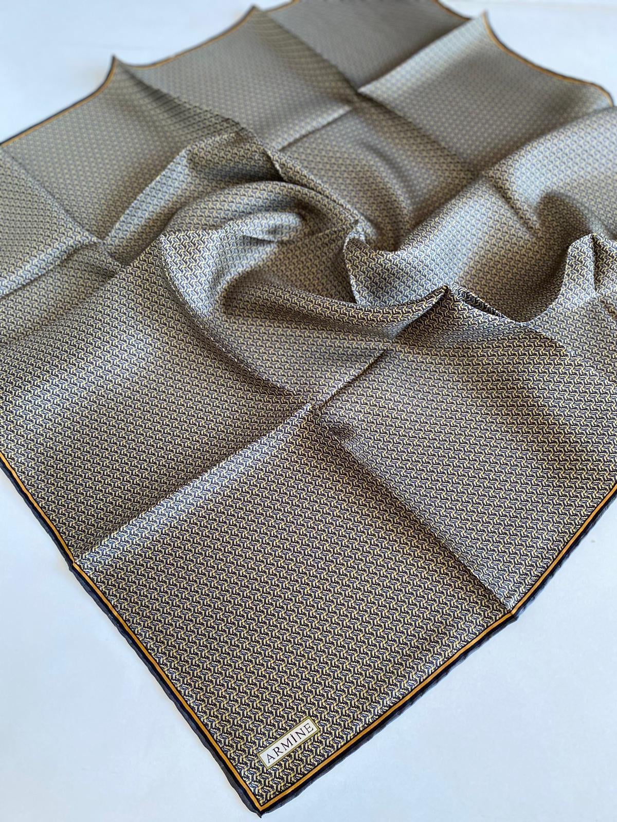 Armine İpek Eşarp 2025 Kış - 9250-52 Gri Sarı Twill 