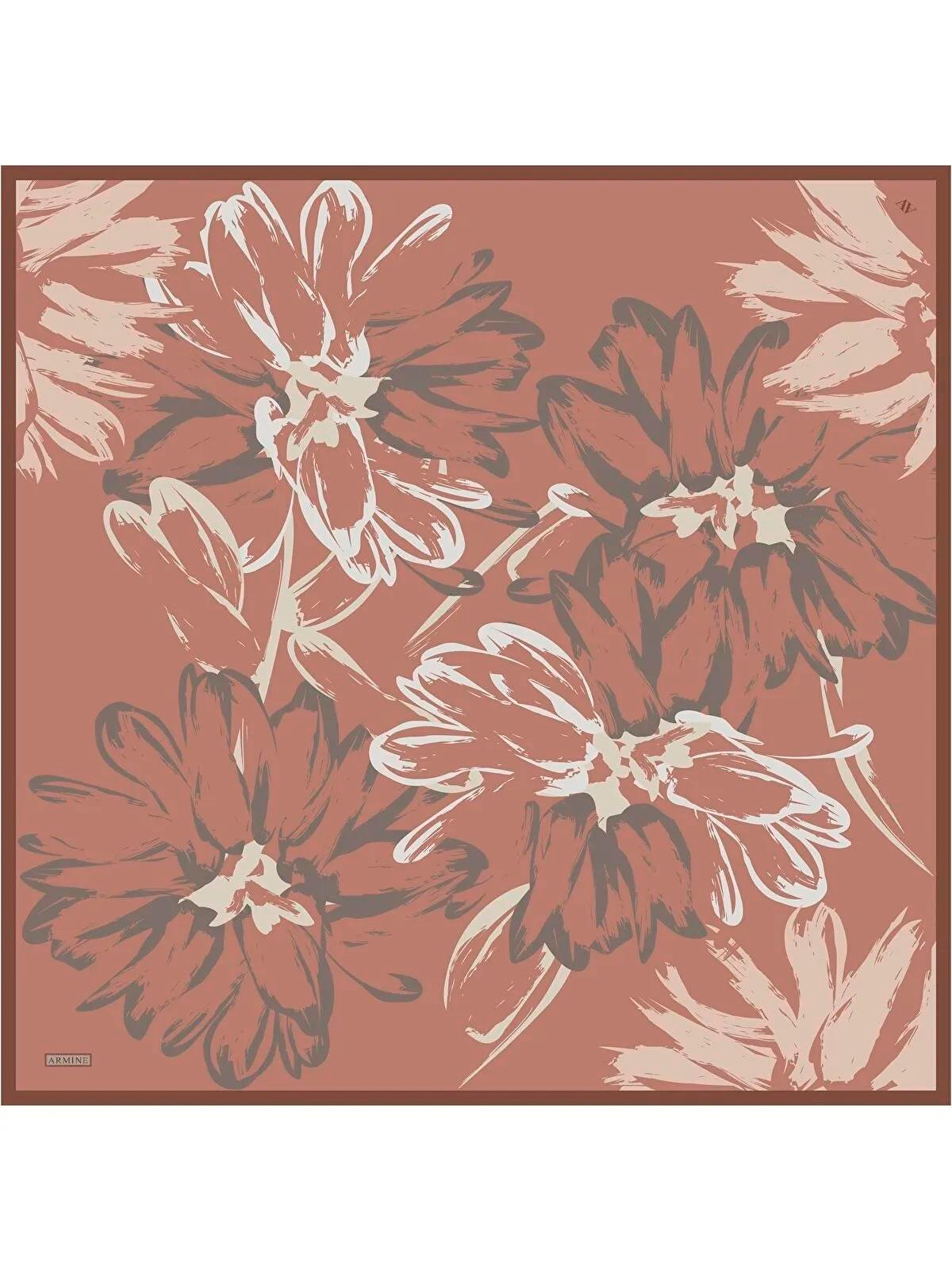 Armine İpek Eşarp 2025 Yaz - 9322-55 Taba Twill