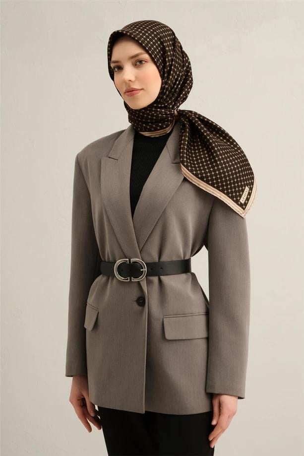 Armine İpek Eşarp 2025 Yaz - 9345-58 Acı Kahve Twill