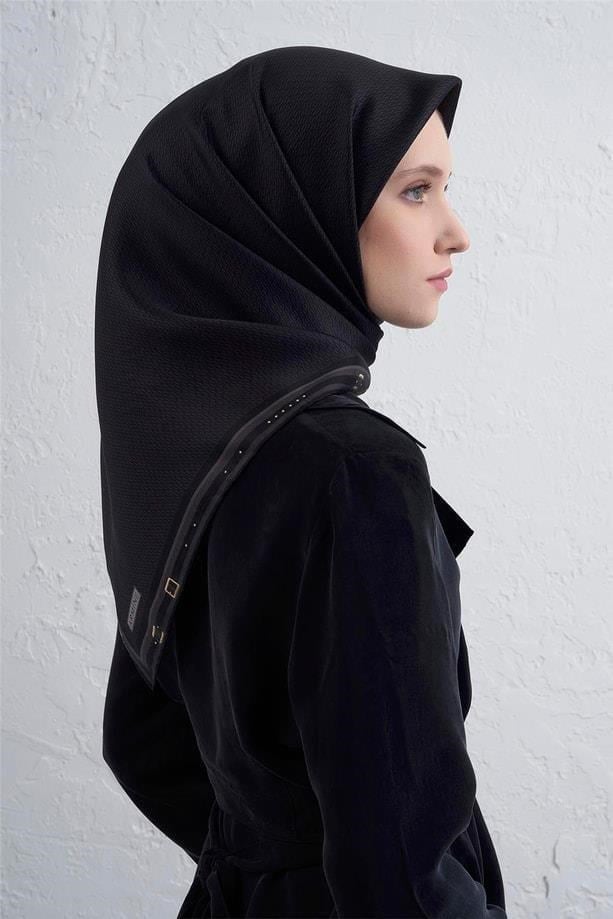 Armine İpek Eşarp 2026 Kış - 9401-52 Siyah Twill