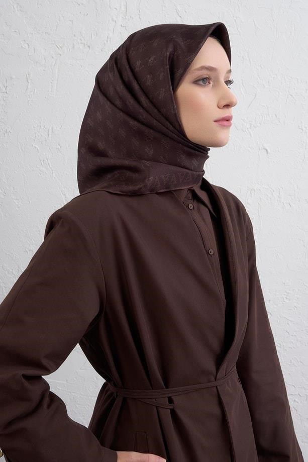 Armine İpek Eşarp 2026 Kış - 9412-84 Kahve Twill