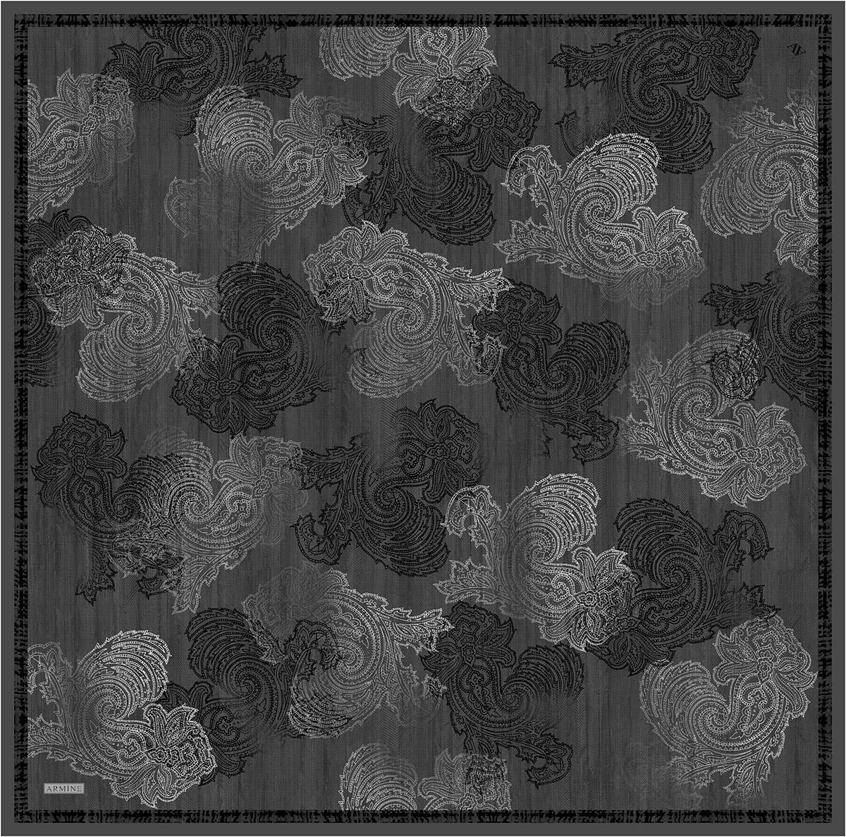 Armine İpek Eşarp 2026 Kış - 9428-52 Füme Siyah Twill