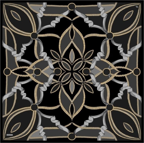 Armine İpek Eşarp 2026 Yaz - 9531-84 Siyah Gold Twill 