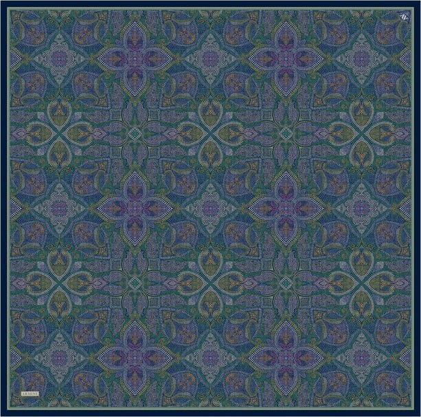 Armine İpek Eşarp 2026 Yaz - 9540-80 Yeşil Mor Twill