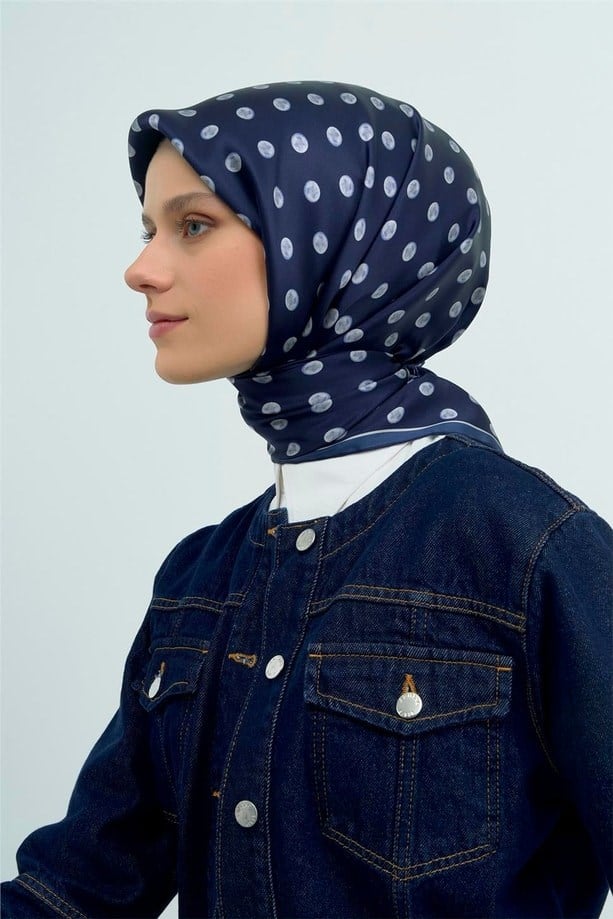 Armine İpek Eşarp 2026 Yaz - 9544-81 Lacivert Twill