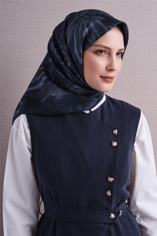 Armine İpek Eşarp 2027 Kış - 9600-31 Lacivert Twill