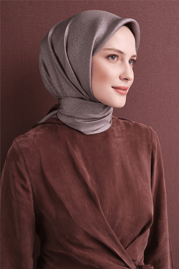 Armine İpek Eşarp 2027 Kış - 9601-34 Kahverengi Vizon Twill