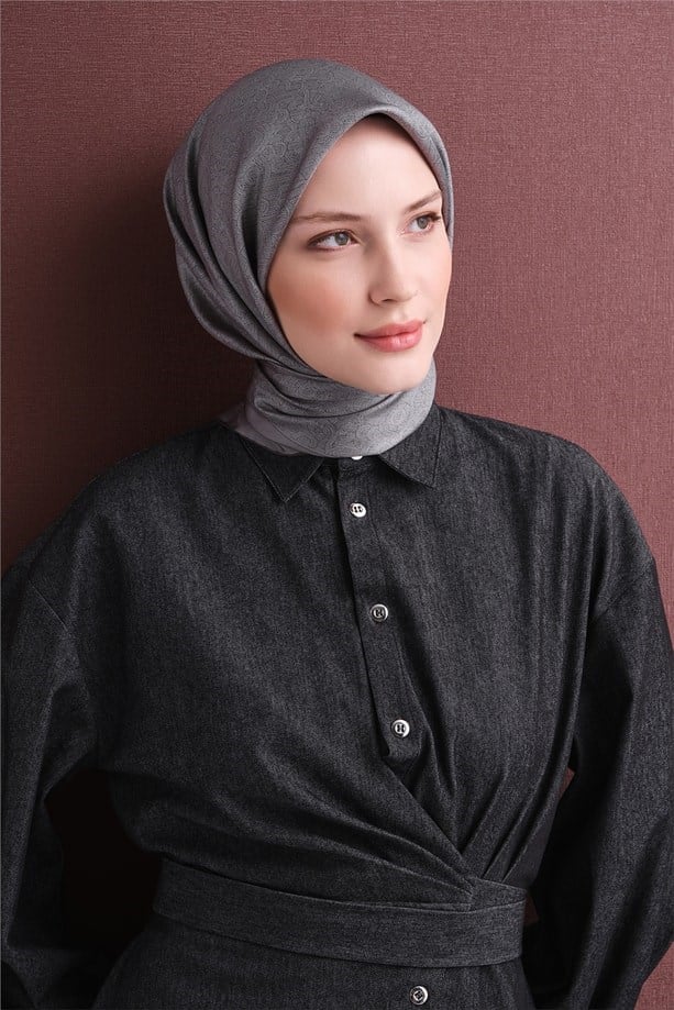 Armine İpek Eşarp 2027 Kış - 9601-51 Gri Twill