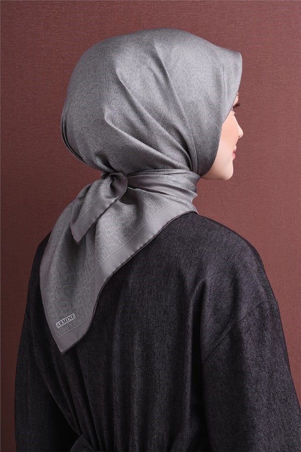 Armine İpek Eşarp 2027 Kış - 9601-51 Gri Twill