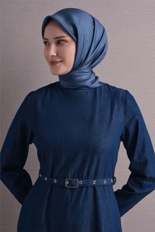 Armine İpek Eşarp 2027 Kış - 9601-81 Mavi Twill