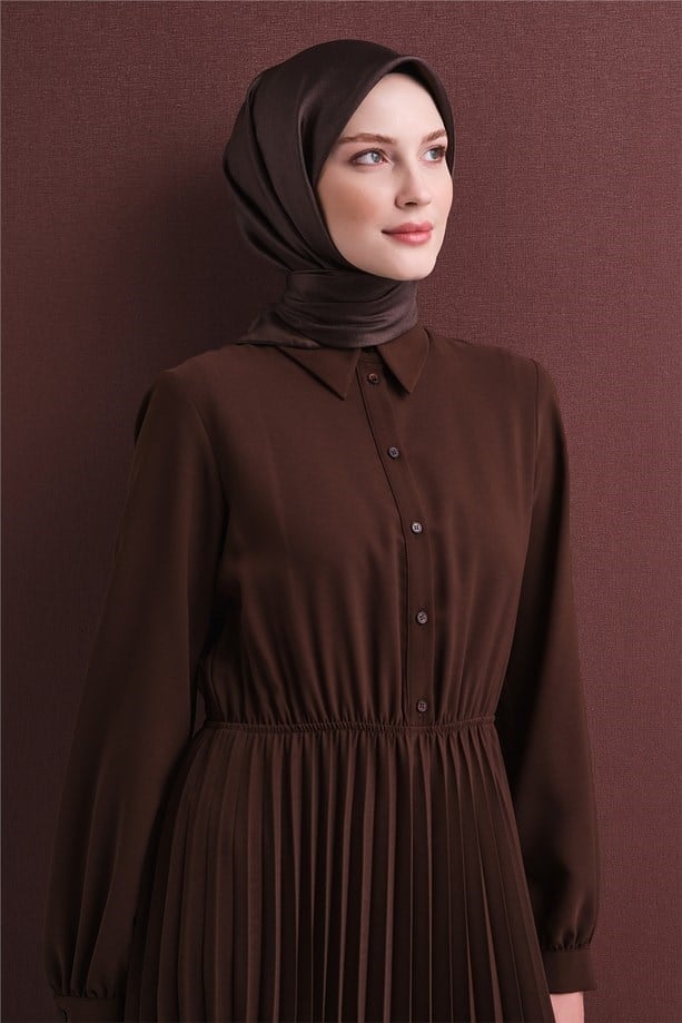 Armine İpek Eşarp 2027 Kış - 9601-86 Kahverengi Twill