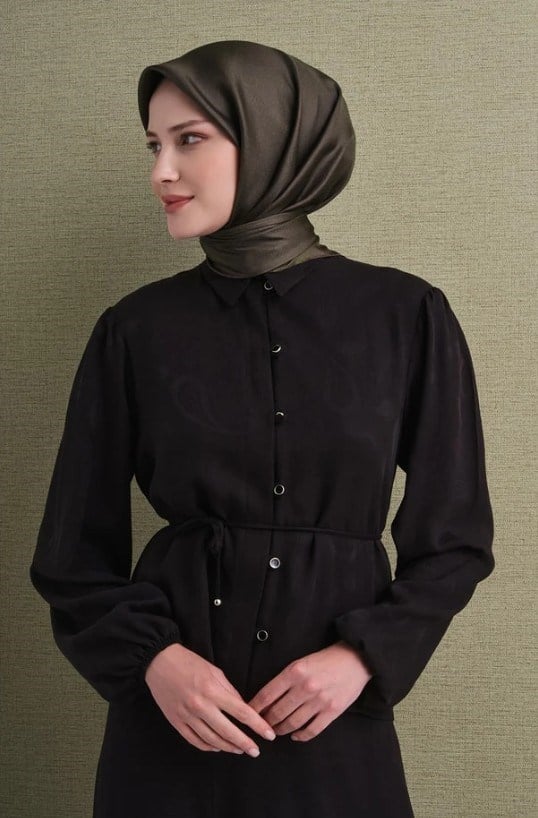 Armine İpek Eşarp 2027 Kış - 9601-87 Koyu Haki Twill