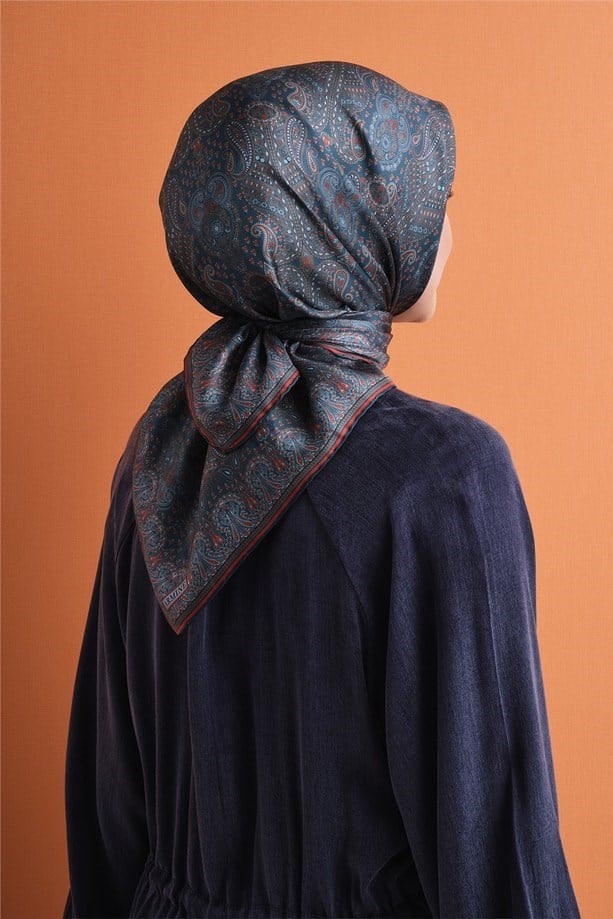 Armine İpek Eşarp 2027 Kış - 9631-53 Koyu Turkuaz Sura