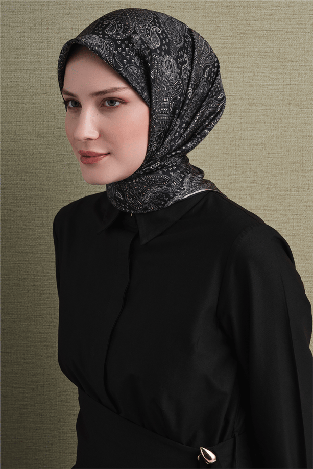 Armine İpek Eşarp 2027 Kış - 9631-83 Siyah Sura