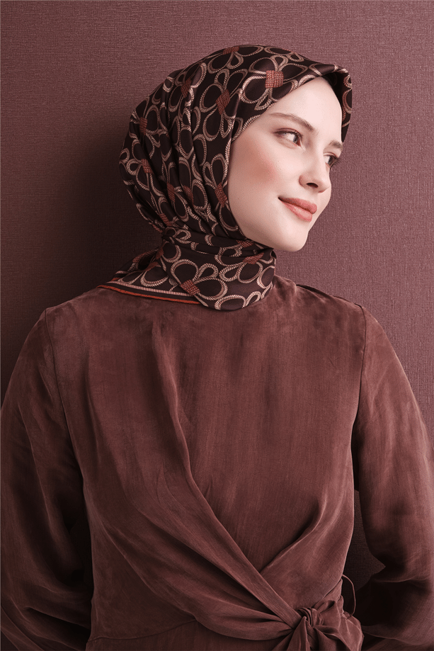 Armine İpek Eşarp 2027 Kış - 9638-03 Acı Kahve Twill