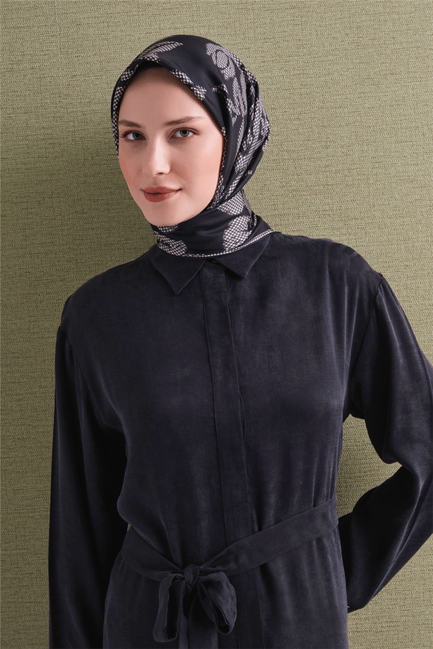 Armine İpek Eşarp 2027 Kış - 9645-50 Siyah Twill