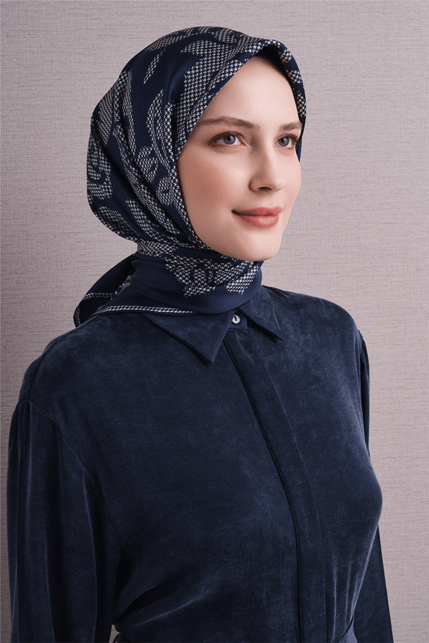 Armine İpek Eşarp 2027 Kış - 9645-51 Lacivert Twill