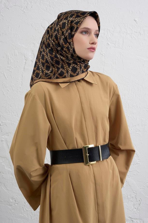 Armine İpek Eşarp Nostalji - 9410-07 Siyah Gold Sura