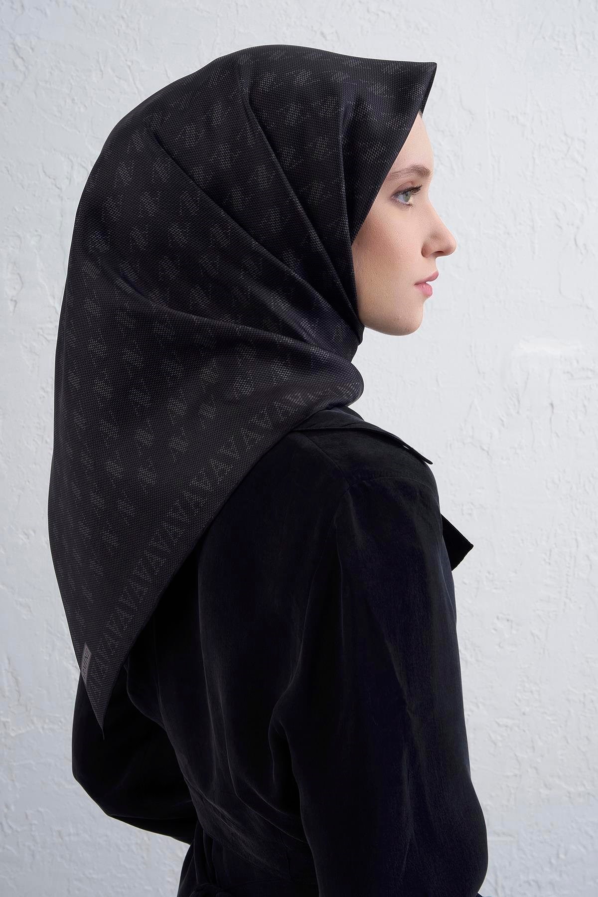 Armine İpek Eşarp Nostalji - 9412-85 Siyah Twill