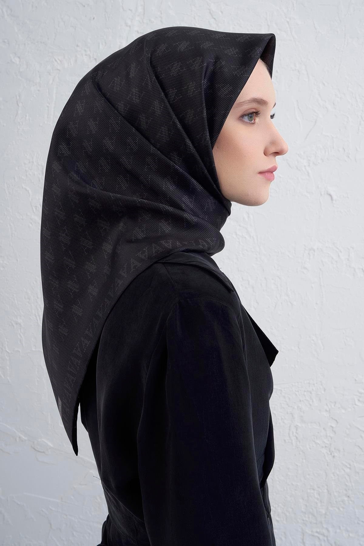 Armine İpek Eşarp Nostalji - 9412-85 Siyah Twill