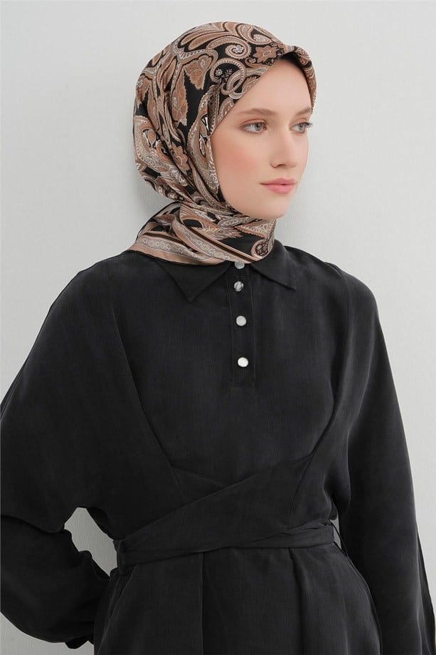 Armine İpek Eşarp Nostalji - 9421-02 Siyah Vizon Twill