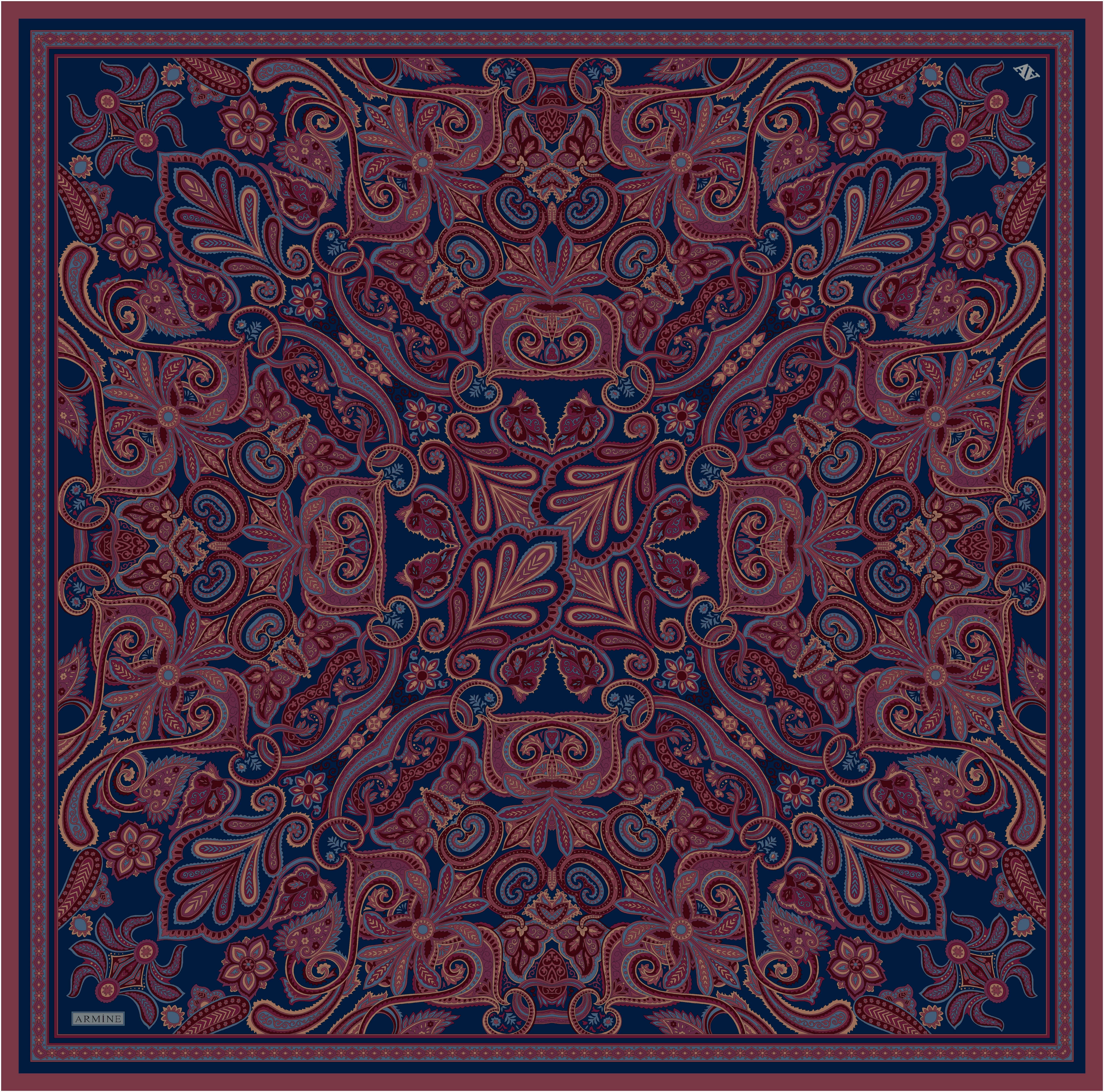 Armine İpek Eşarp Nostalji - 9421-88 Lacivert Twill