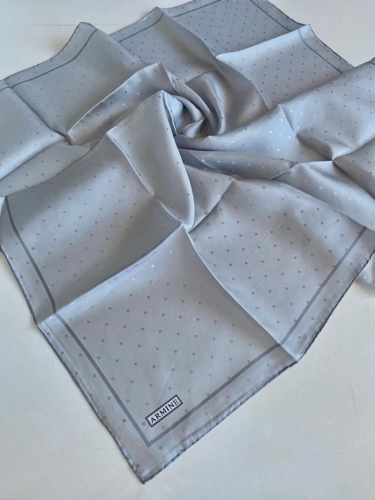 Armine Jakarlı İpek Eşarp 2022 Kış 8668-24 Gri Twill