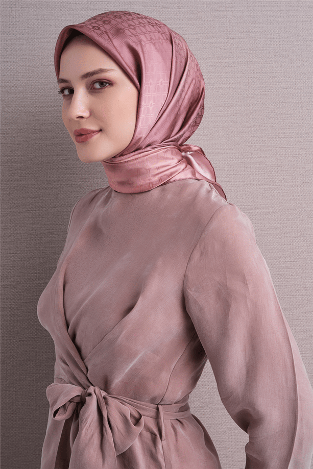 Armine Jakarlı İpek Eşarp 2027 Kış - 9647-57 Pembe 