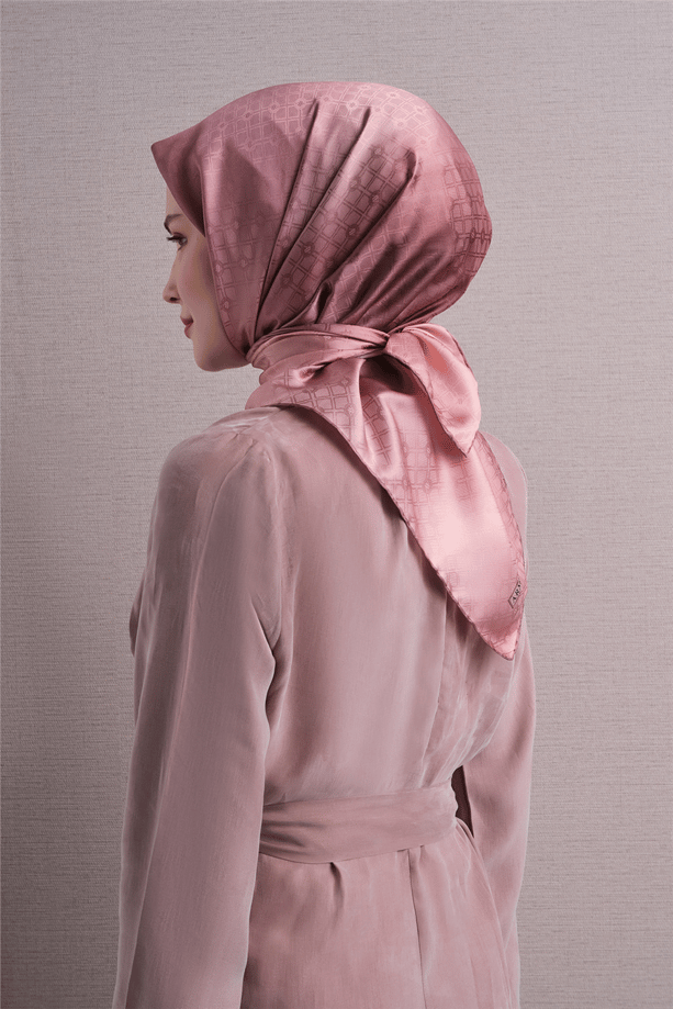 Armine Jakarlı İpek Eşarp 2027 Kış - 9647-57 Pembe 