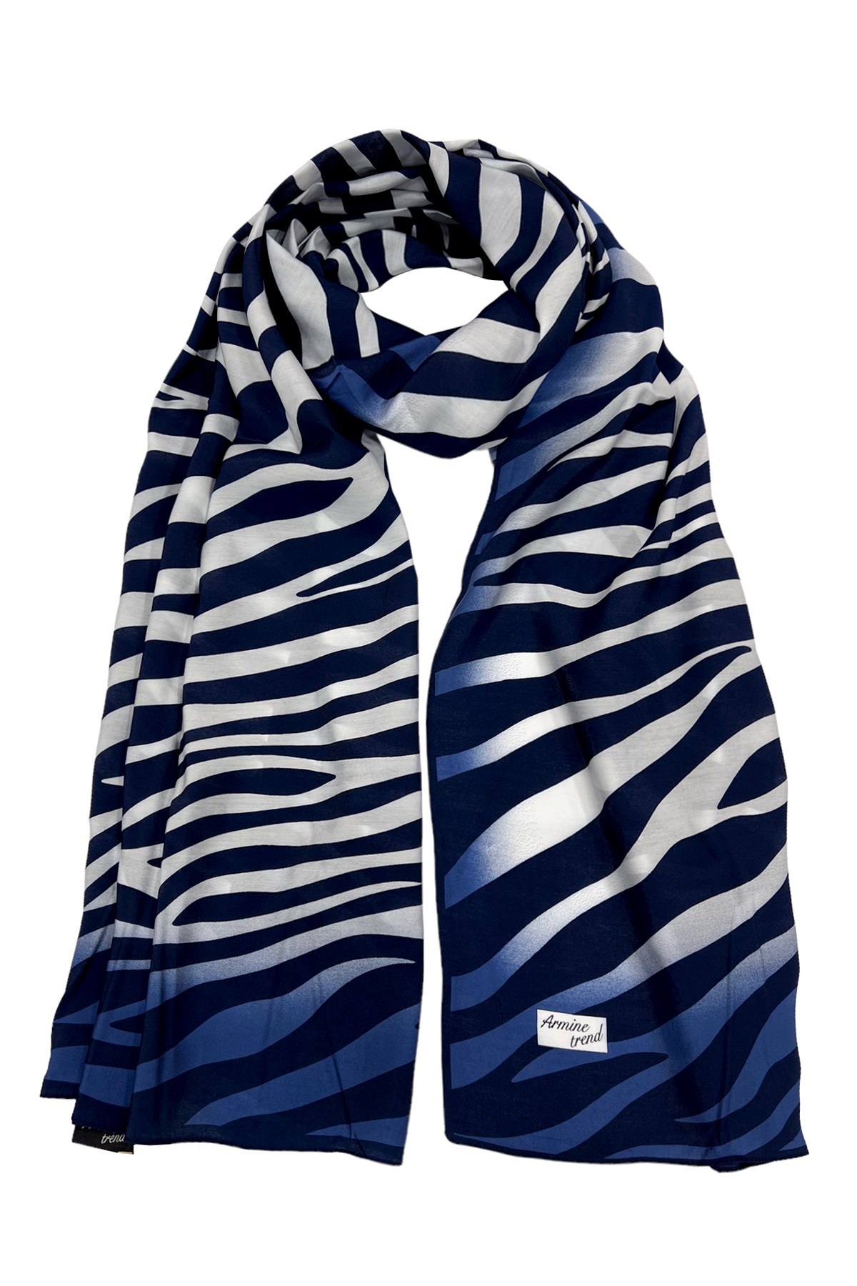 Armine Modal Şal - Zebra Model - Lacivert Beyaz